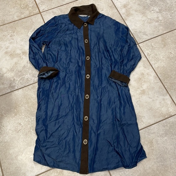 Soft Surroundings Urbina Denim Dress Coat L - Picture 2 of 8